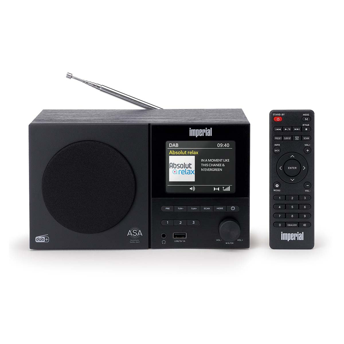 DABMAN-120BK DAB+, FM radio with BT,RC mit automatischem Sicherheitswarnsystem ASA