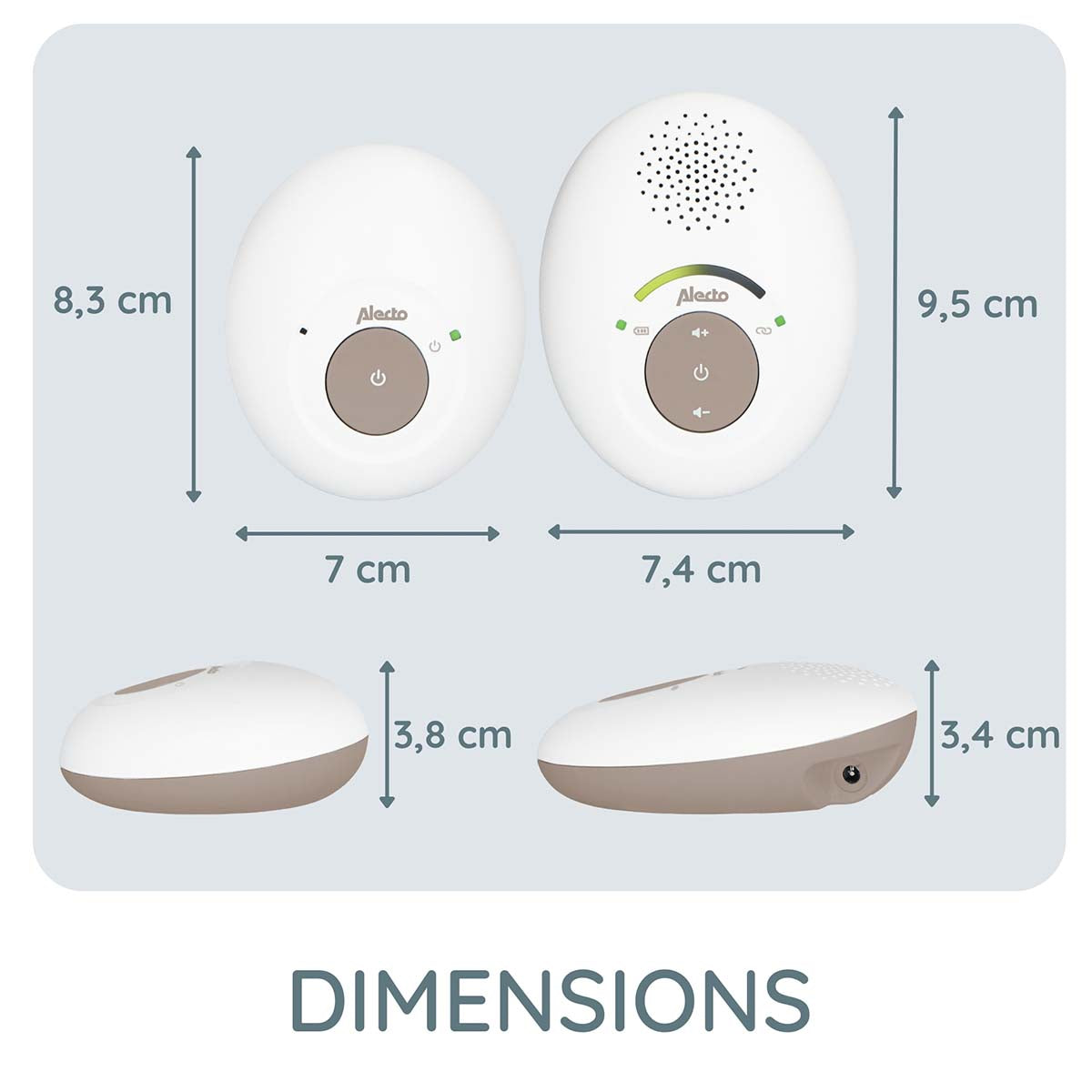 Babyfoon Full Eco DECT, weiß/taupe