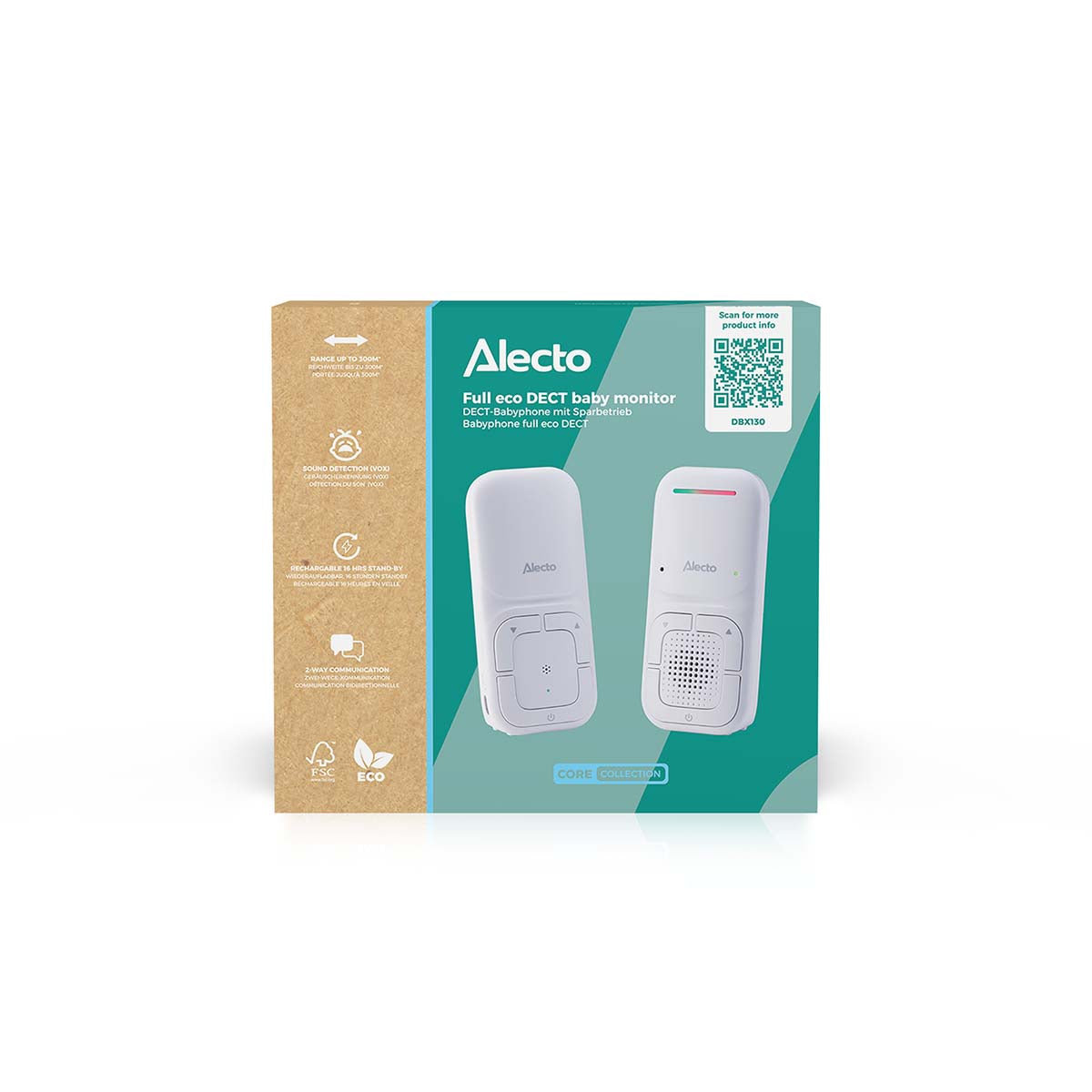 Modernes Full Eco Audio-Babyphone mit kristallklarer DECT-Klangqualität und langer Standby-Zeit Weiß