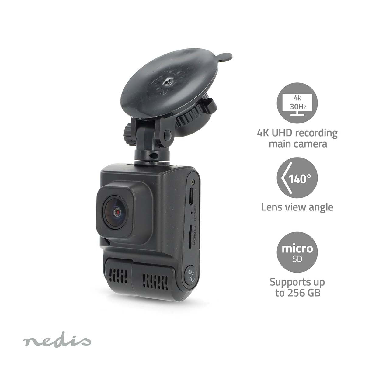 Dash Cam | 4K@30fps | 12 MPixel | 2 " | Wi-Fi | LCD | Duale Kamera | Kabinenkamera | GPS unterstützt | Parksensor | Bewegungserkennung | Nachtsicht | Schwarz