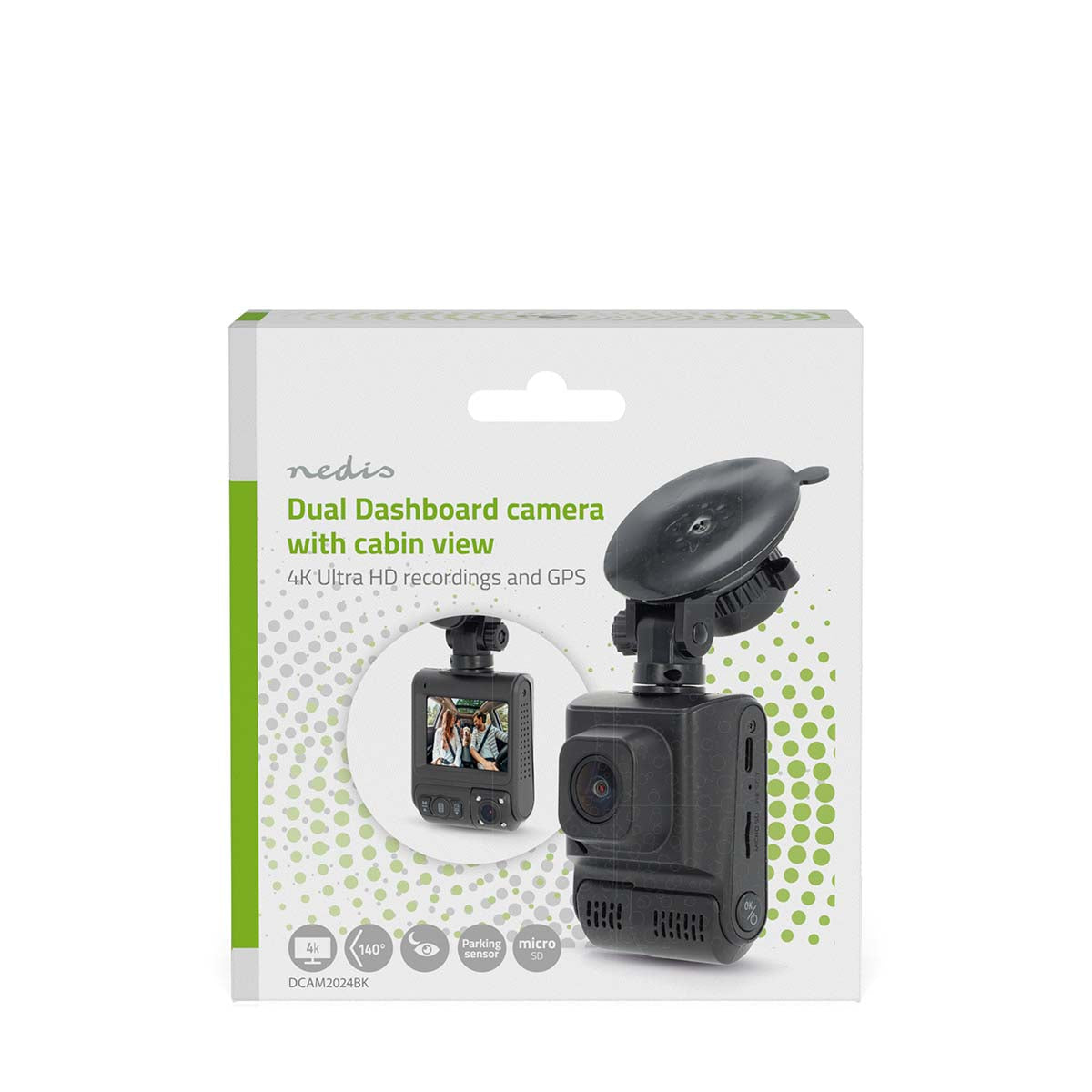 Dash Cam | 4K@30fps | 12 MPixel | 2 " | Wi-Fi | LCD | Duale Kamera | Kabinenkamera | GPS unterstützt | Parksensor | Bewegungserkennung | Nachtsicht | Schwarz