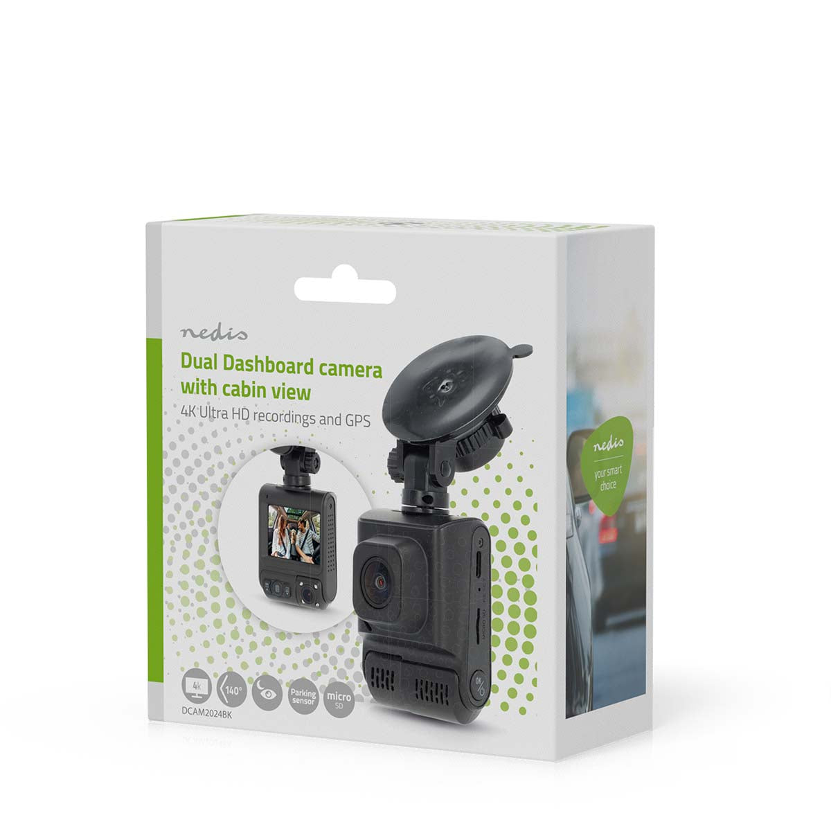 Dash Cam | 4K@30fps | 12 MPixel | 2 " | Wi-Fi | LCD | Duale Kamera | Kabinenkamera | GPS unterstützt | Parksensor | Bewegungserkennung | Nachtsicht | Schwarz