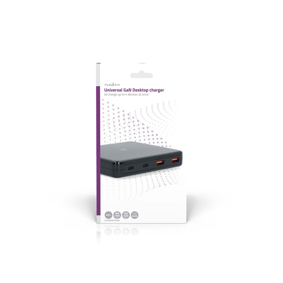 Netzladegerät | 65 W | GaN | Schnellladefunktion | 1.5 / 2.0 / 3.0 / 3.25 A A | Anzahl der Ausgänge: 4 | USB-A / USB-C™ | Euro | 1.50 m | Automatische Spannungswahl