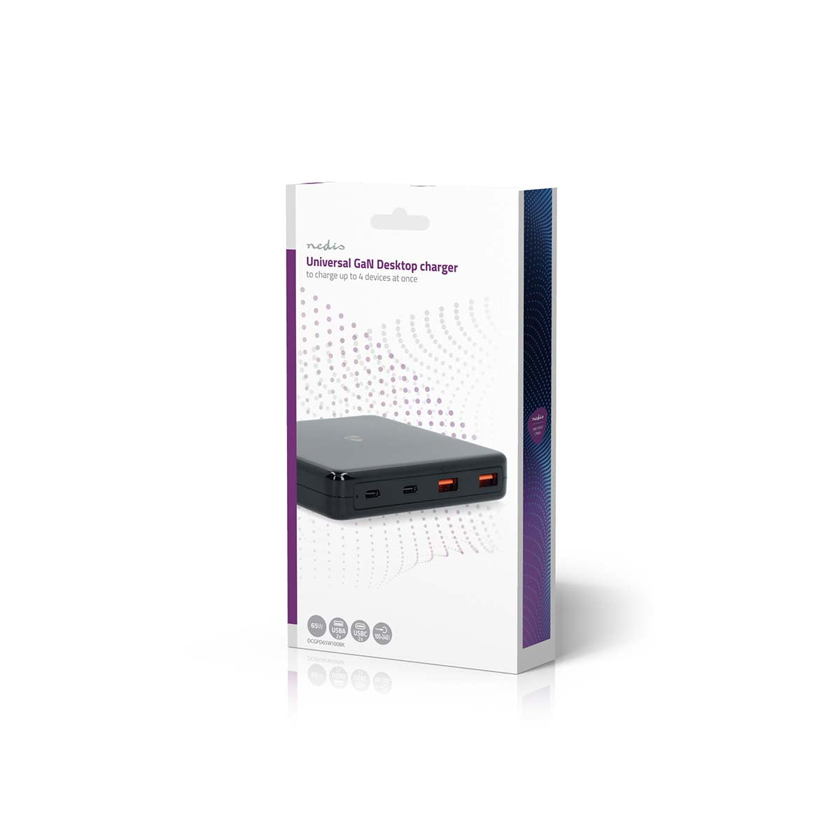 Netzladegerät | 65 W | GaN | Schnellladefunktion | 1.5 / 2.0 / 3.0 / 3.25 A A | Anzahl der Ausgänge: 4 | USB-A / USB-C™ | Euro | 1.50 m | Automatische Spannungswahl