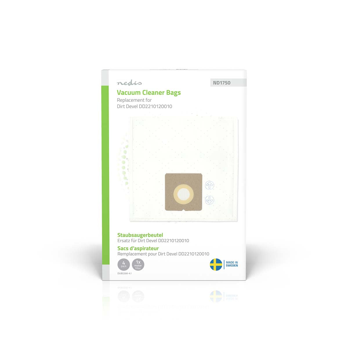 Staubsaugerbeutel | 4 Stück | Synthetik | Meist verkauft für: Dirt Devil Swiffy M 1550 - 1556 Series | Weiss