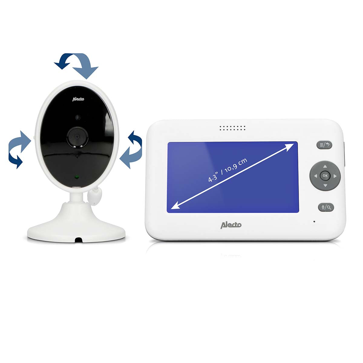 Video monitor color 4,3 inch, white + extra camera
