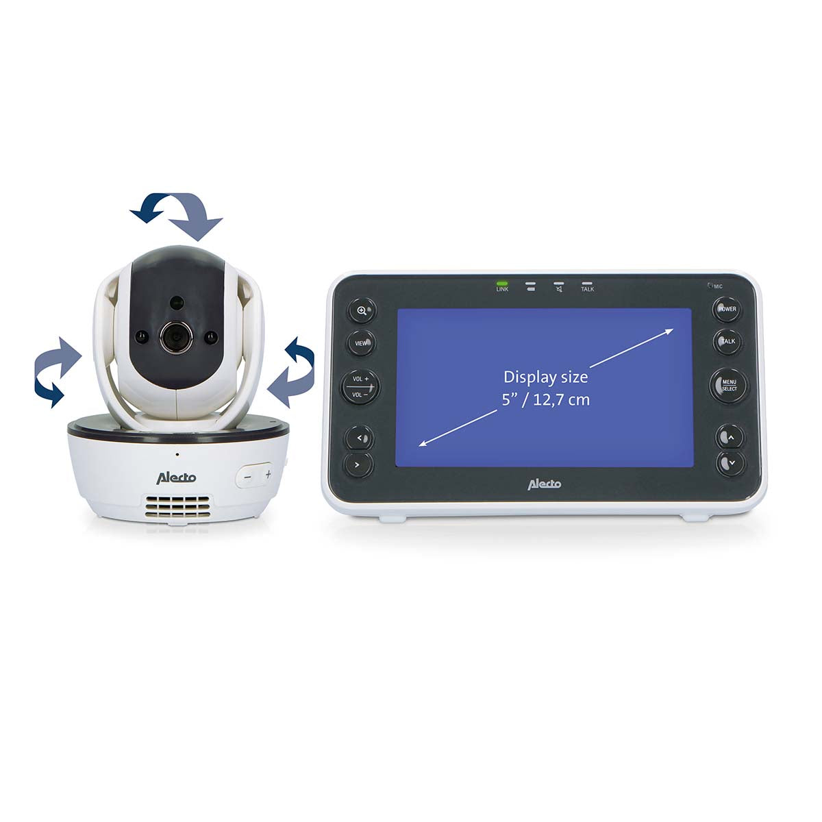 Video-Babyphone mit 5"-Farbdisplay Weiß / Anthrazit