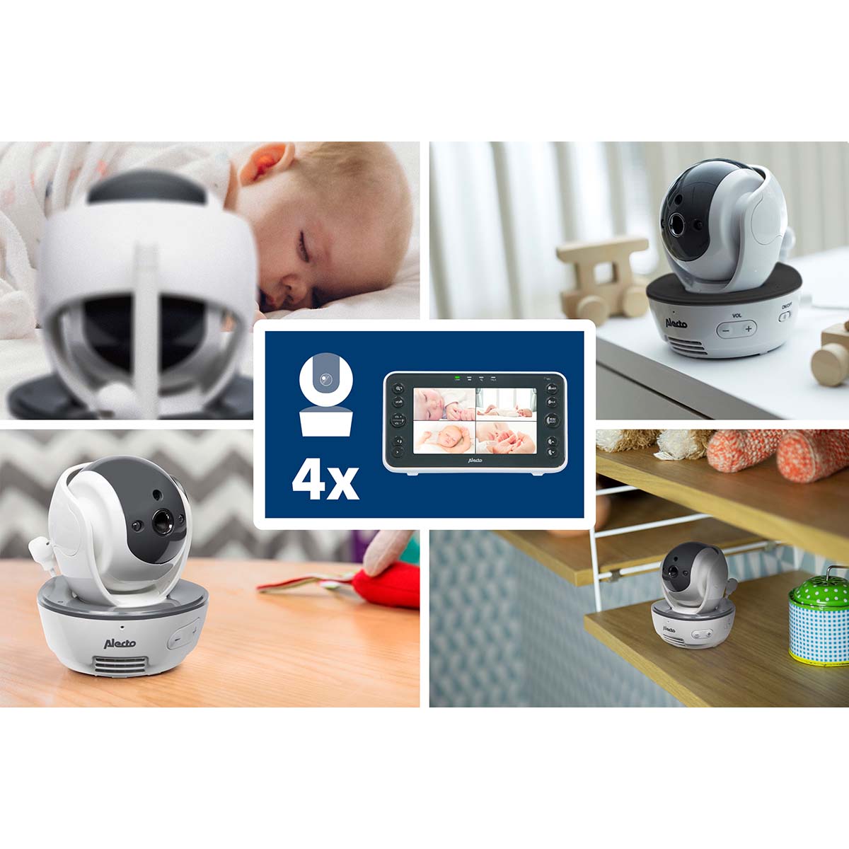 Video-Babyphone mit 5"-Farbdisplay Weiß / Anthrazit