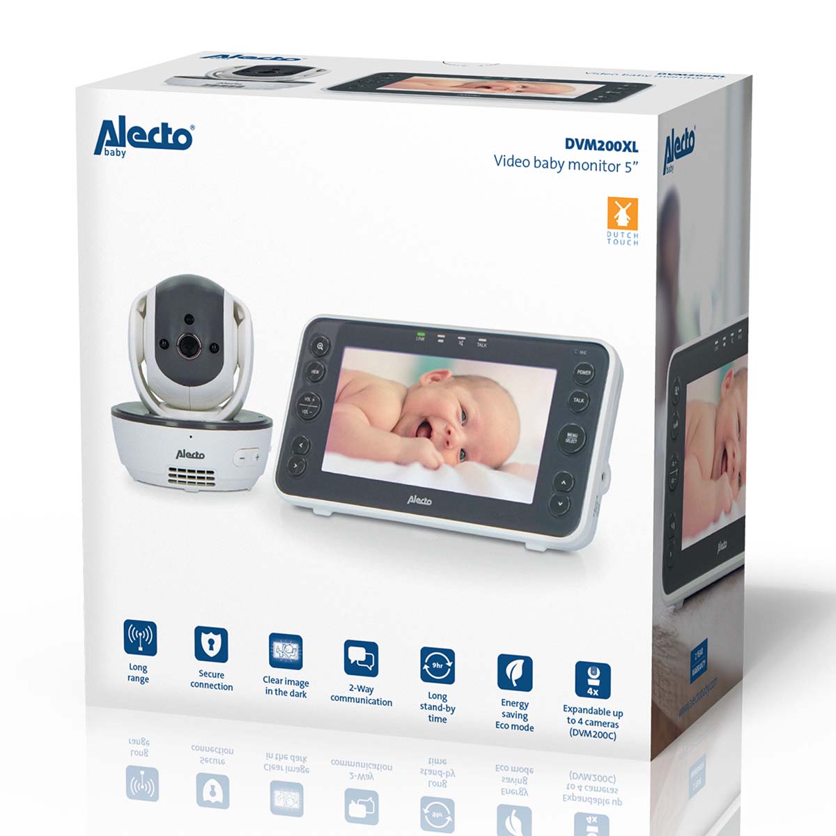 Video-Babyphone mit 5"-Farbdisplay Weiß / Anthrazit