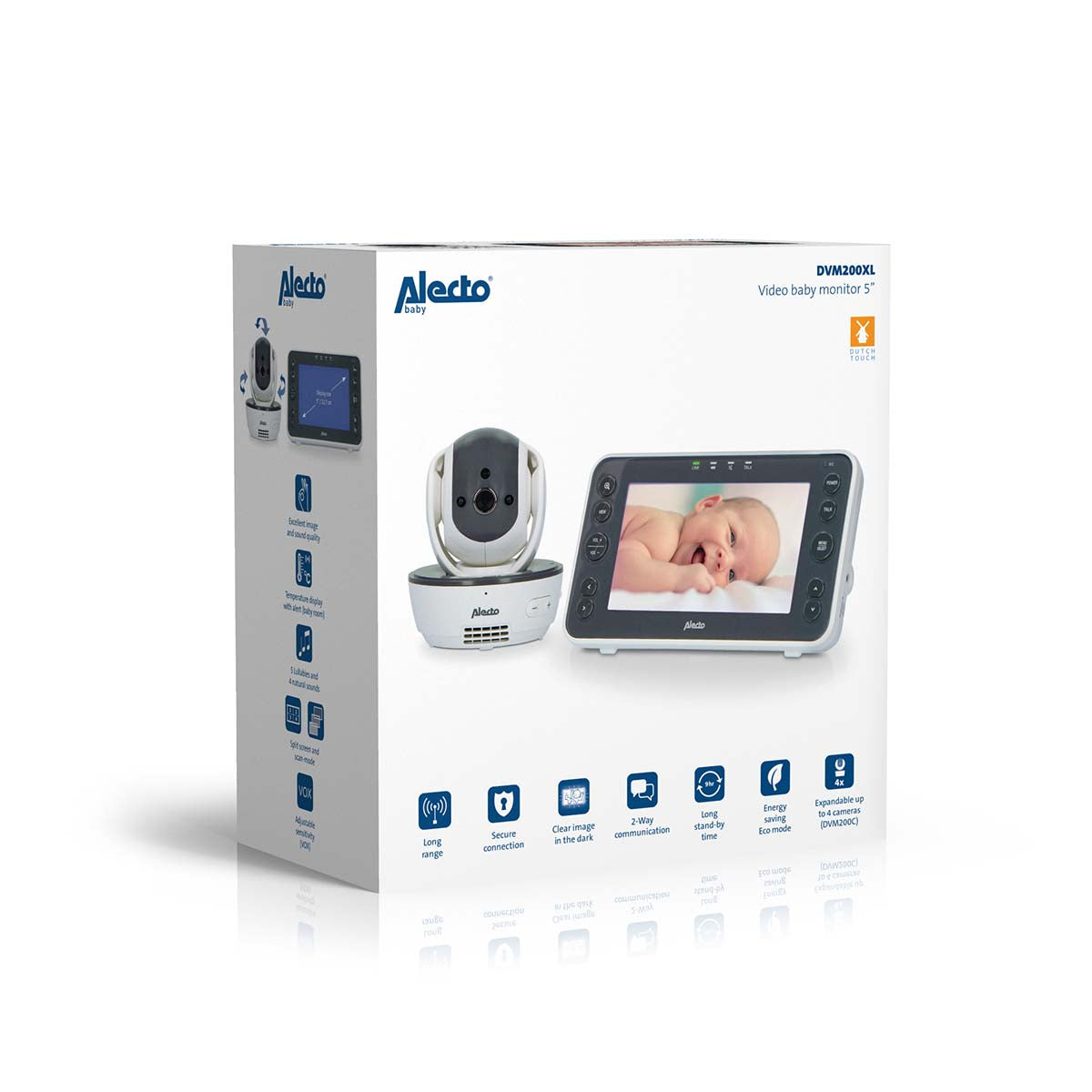 Video-Babyphone mit 5"-Farbdisplay Weiß / Anthrazit