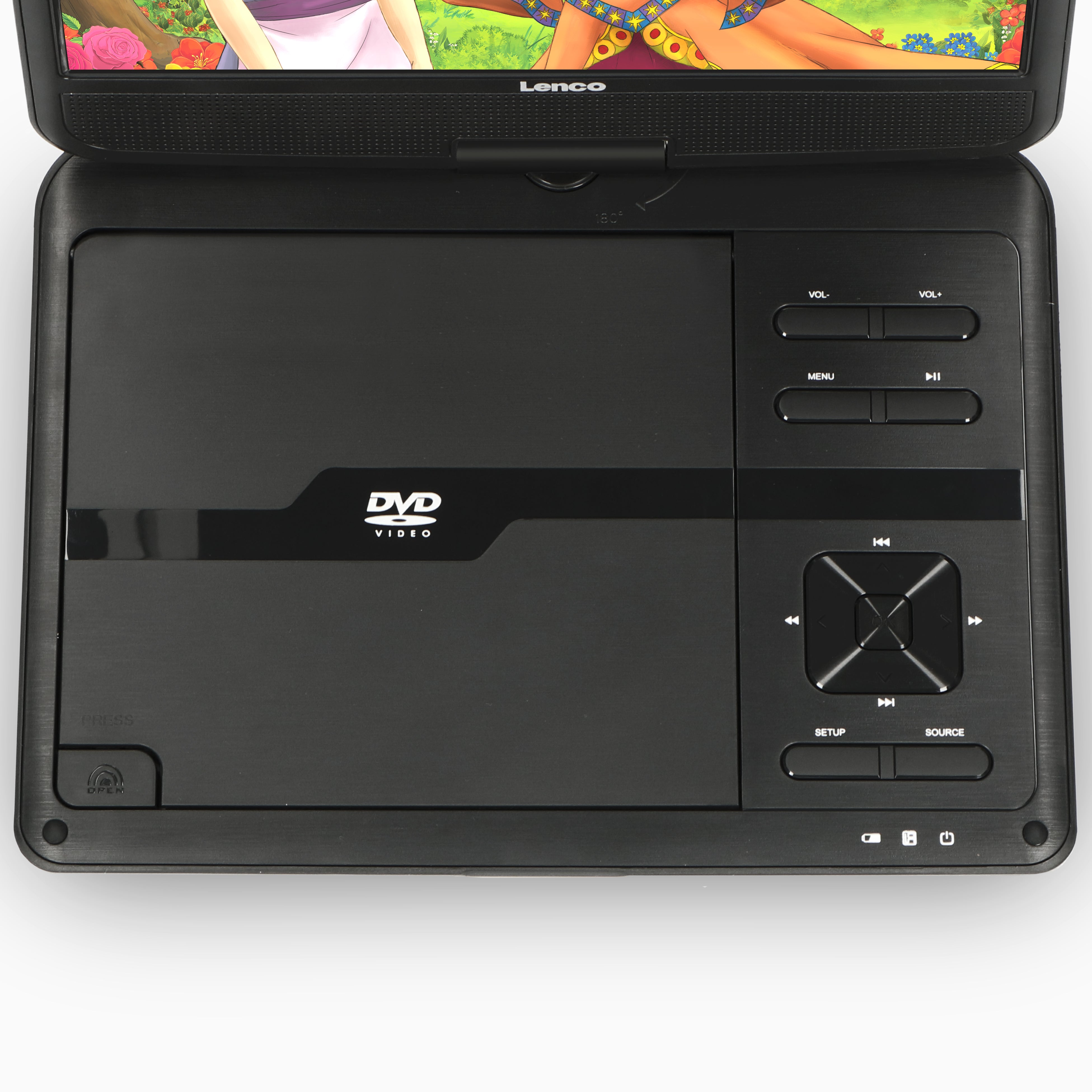 Tragbarer 10" DVD-Player mit USB -Kopfhörer-Aufhängevorrichtung Schwarz