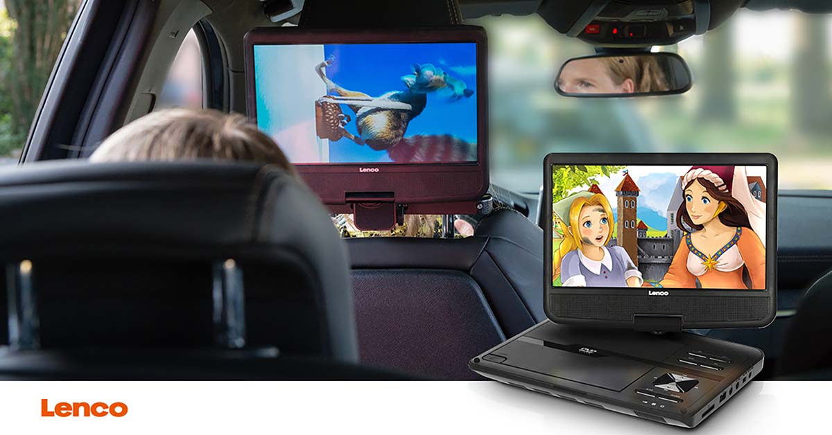 Tragbarer 10" DVD-Player mit USB -Kopfhörer-Aufhängevorrichtung Schwarz