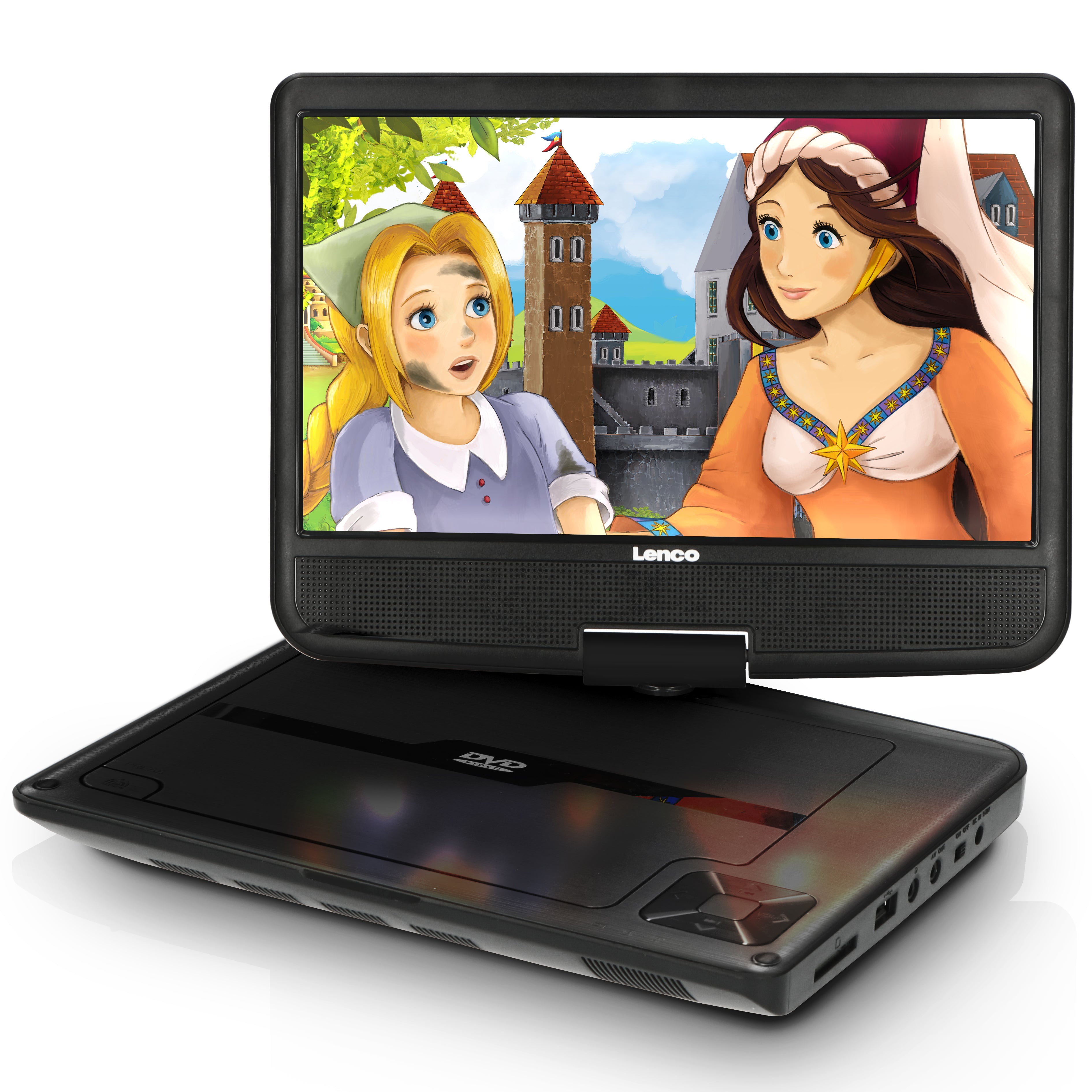 9 Zoll portable DVD neues Design mit Halterung Schwarz