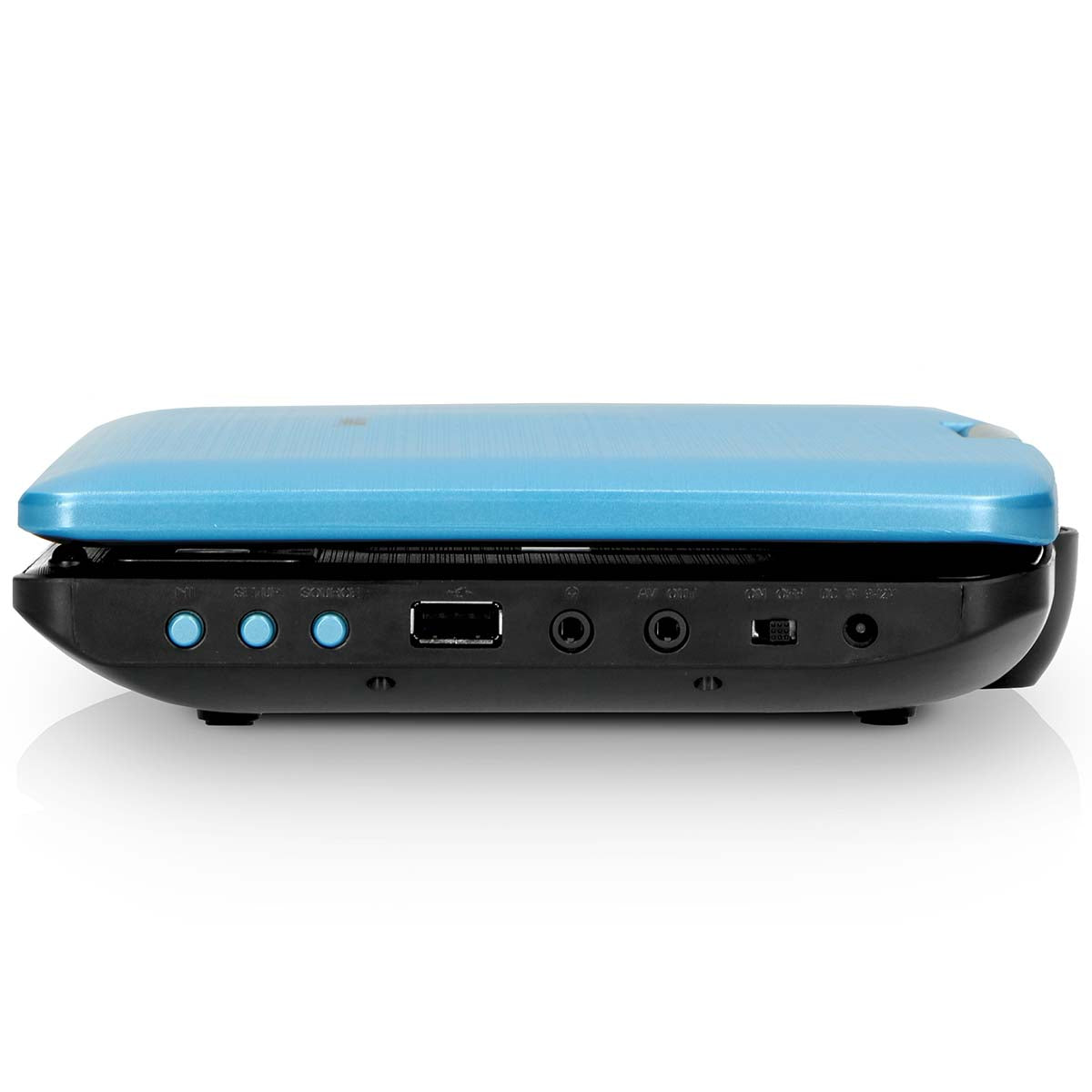 Tragbarer 9"-DVD-Player mit USB-Kopfhörer und Halterung Blau/Schwarz