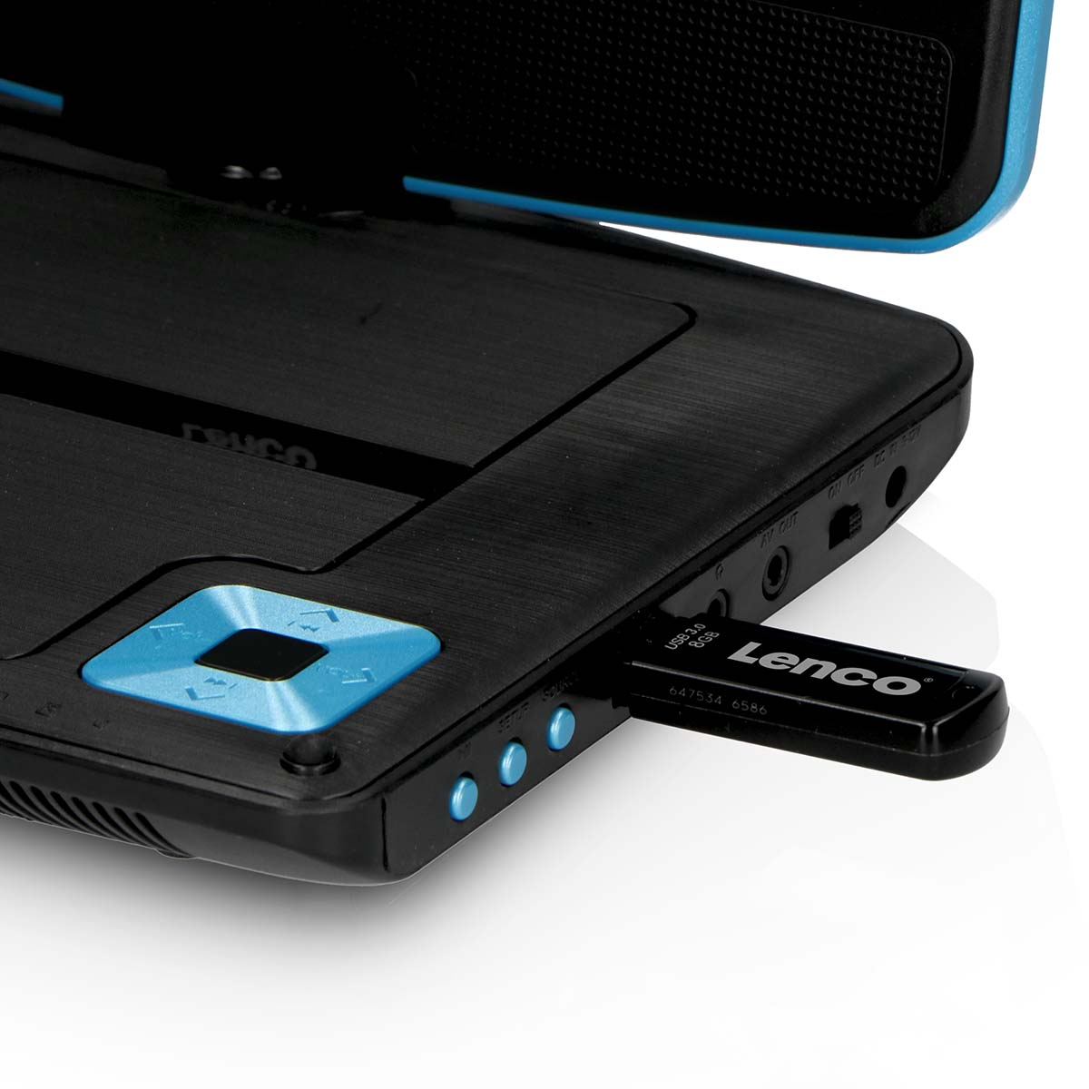 Tragbarer 9"-DVD-Player mit USB-Kopfhörer und Halterung Blau/Schwarz