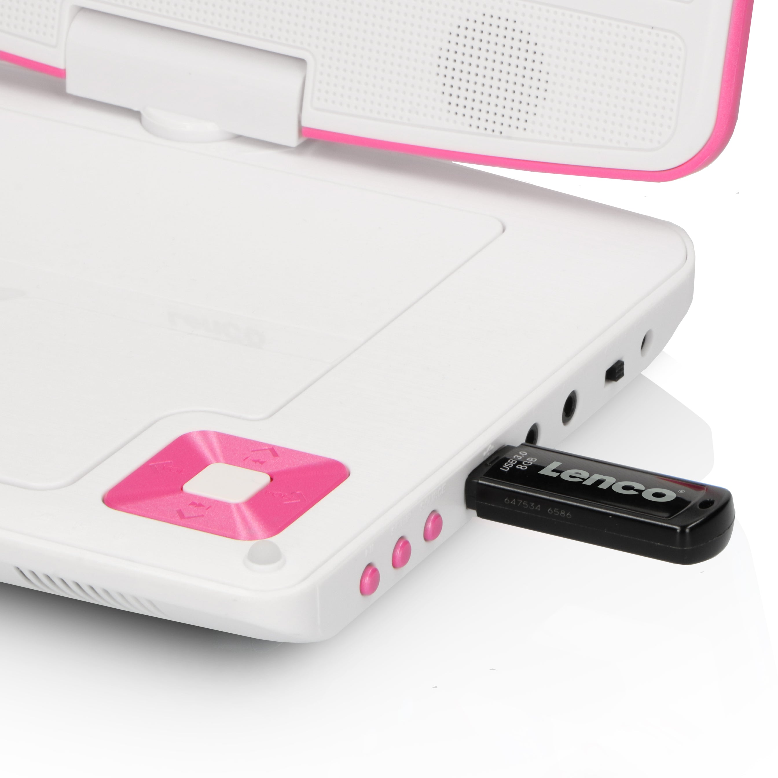 Tragbarer 9"-DVD-Player mit USB-Kopfhörer und Halterung Pink
