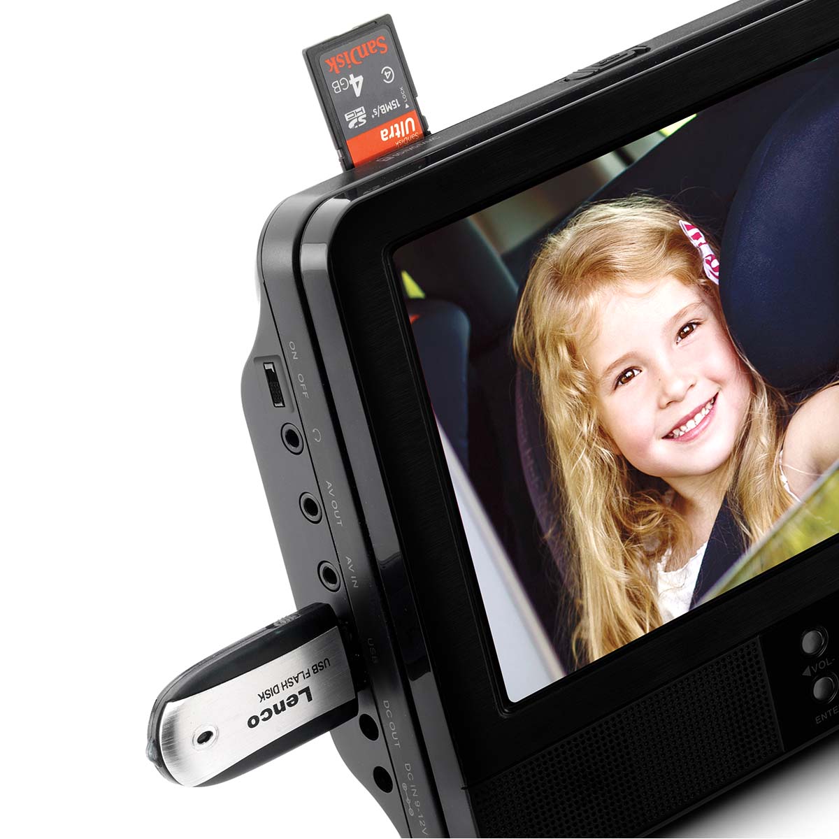 2x 9" tragbarer DVD-Player mit USB SD eingebautem Akku Kopfhörer und Halterung Schwarz