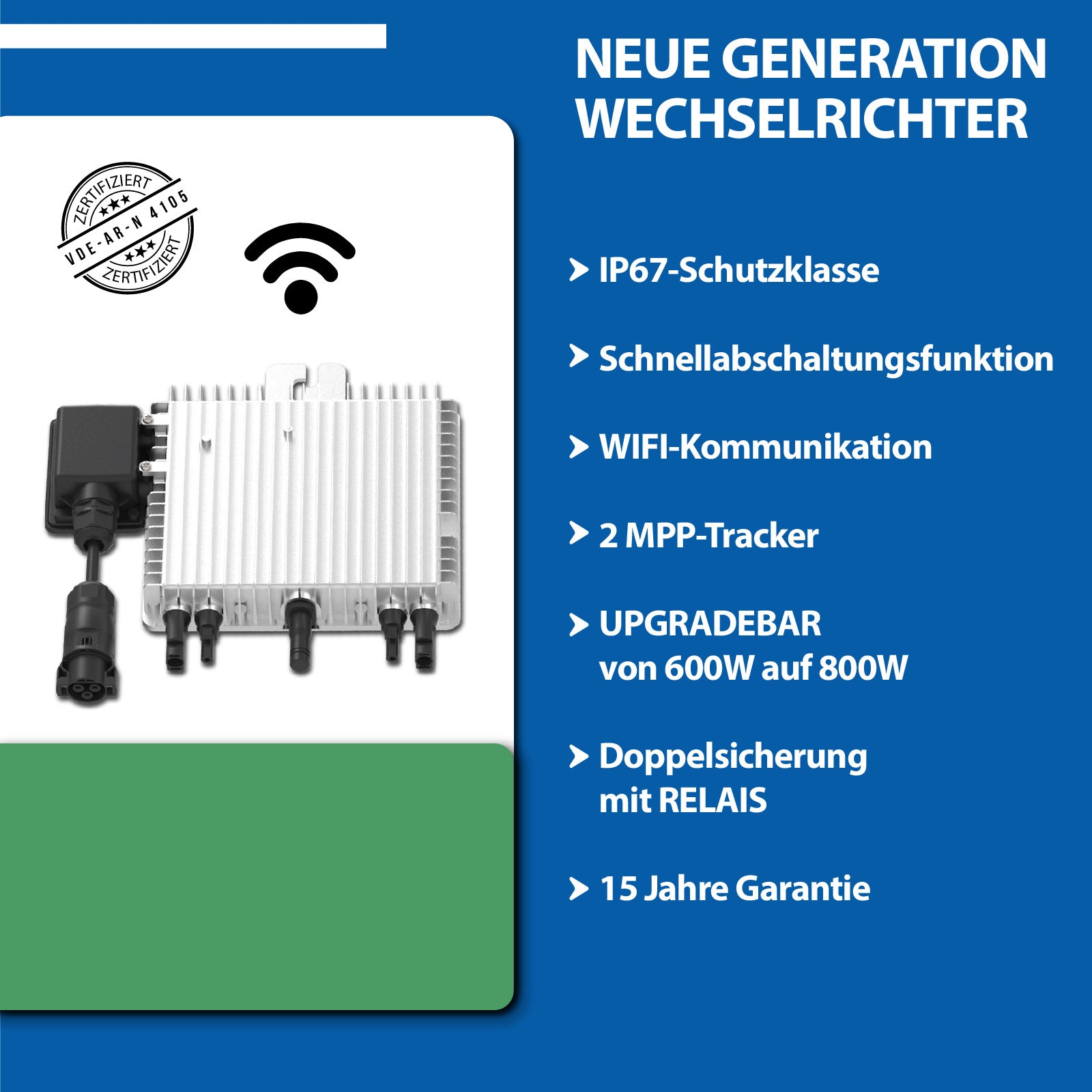 asdec life ® 800W-600W WIFI Smart Upgradefähiger Wechselrichter