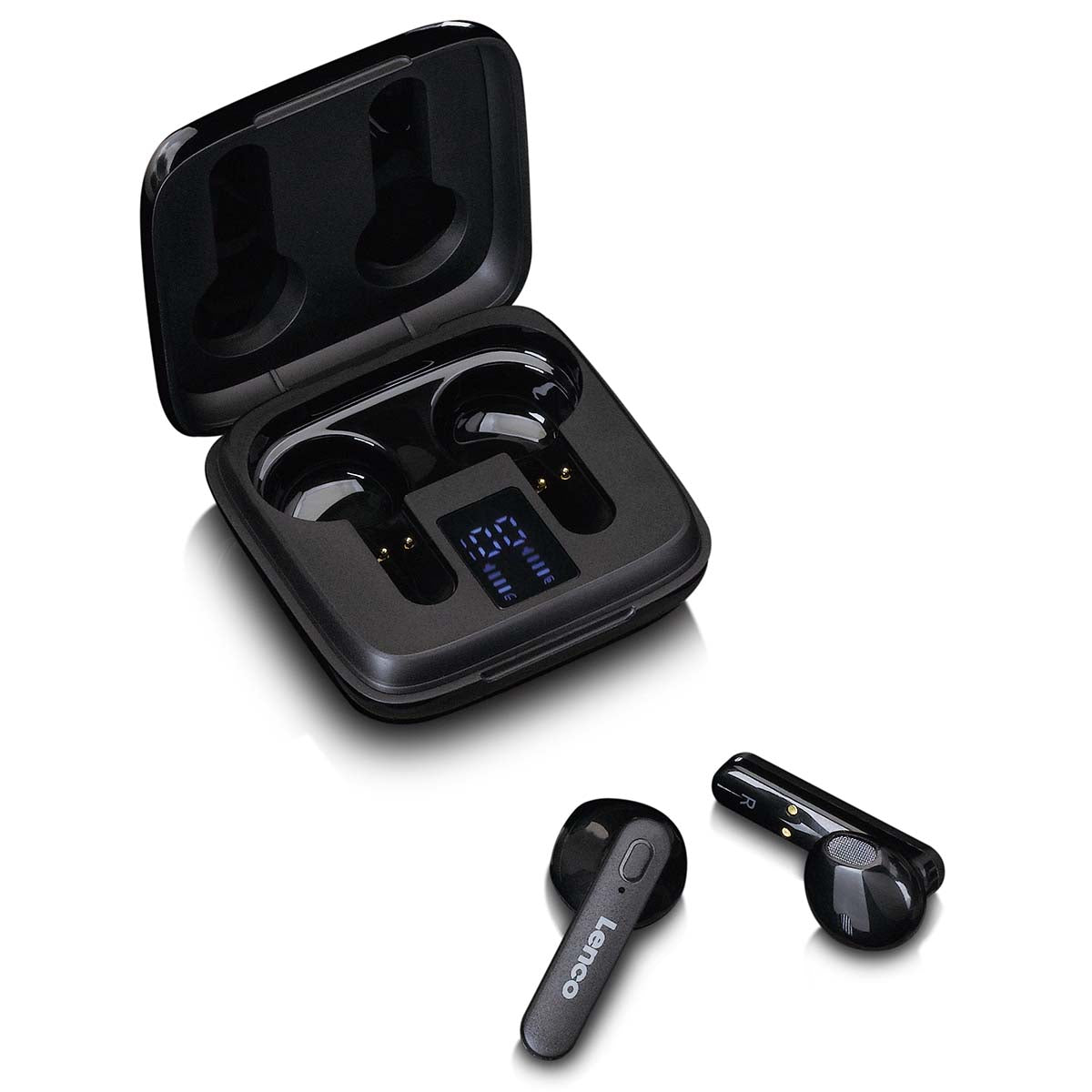 Kabellose Kopfhörer, Ladetasche mit Display, Bluetooth® und TWS Black