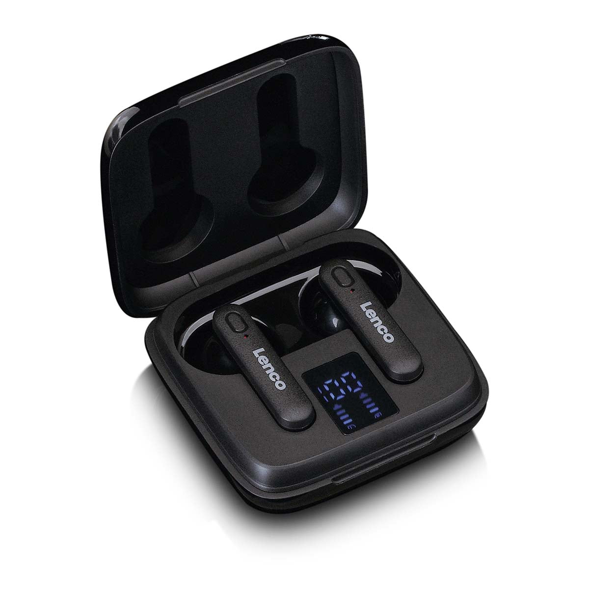 Kabellose Kopfhörer, Ladetasche mit Display, Bluetooth® und TWS Black