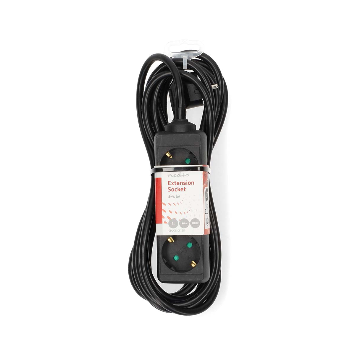 Steckdosenleiste | Schutzkontakt / Typ F (CEE 7/7) | 3-Wege | 5.00 m | 3680 W | 16 A | Art der Erdung: Seitenkontakte | 230 V AC 50/60 Hz | Buchsenwinkel: 45 ° | H05VV-F 3G1.5mm² | Schwarz