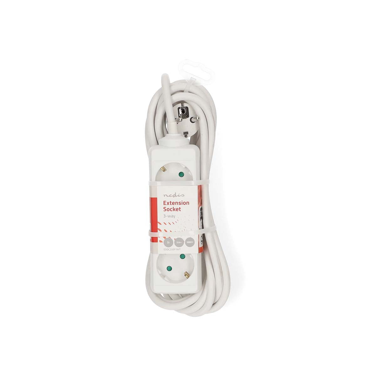 Steckdosenleiste | Schutzkontakt / Typ F (CEE 7/7) | 3-Wege | 5.00 m | 3680 W | 16 A | Art der Erdung: Seitenkontakte | 230 V AC 50/60 Hz | Buchsenwinkel: 45 ° | H05VV-F 3G1.5mm² | Weiss
