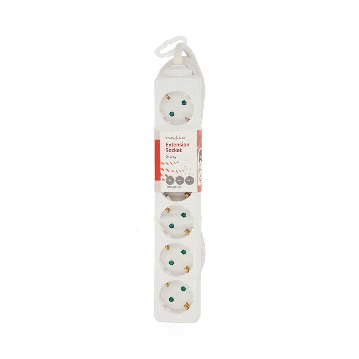 Steckdosenleiste | Schutzkontakt / Typ F (CEE 7/7) | 6-Wege | 3.00 m | 3680 W | 16 A | Art der Erdung: Seitenkontakte | 230 V AC 50/60 Hz | Buchsenwinkel: 45 ° | H05VV-F 3G1.5mm² | Weiss
