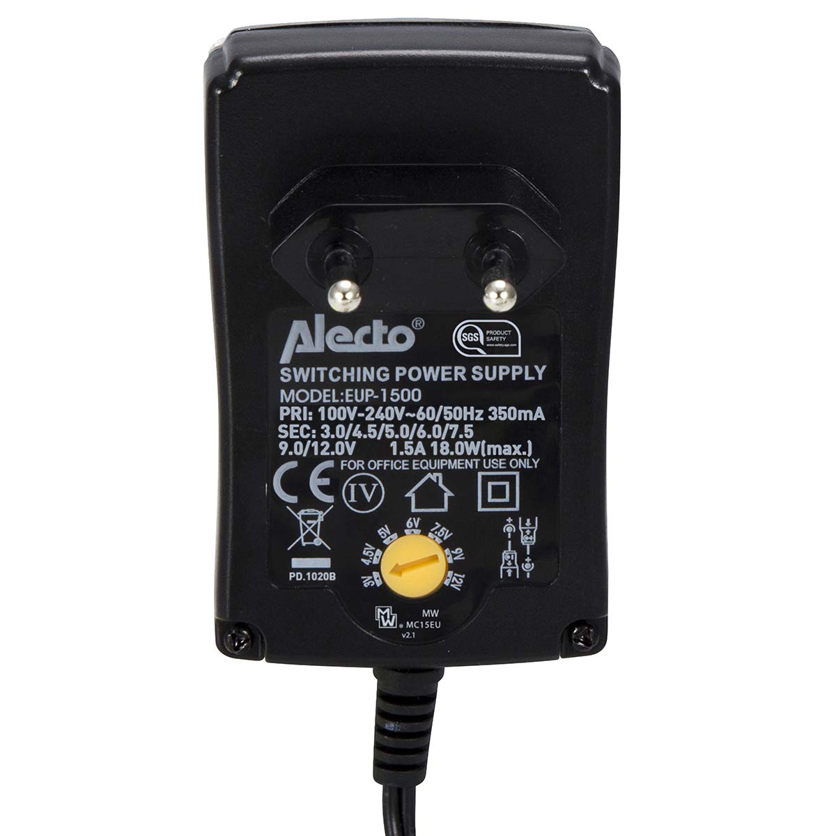 Universal-Öko-Netzadapter 1500 mA schwarz