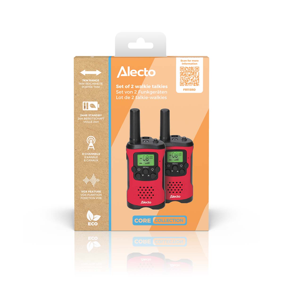 2er-Set Walkie-Talkies mit einer Reichweite von bis zu 7 Kilometern Rot/Schwarz