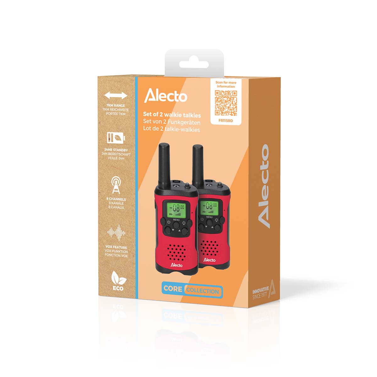 2er-Set Walkie-Talkies mit einer Reichweite von bis zu 7 Kilometern Rot/Schwarz