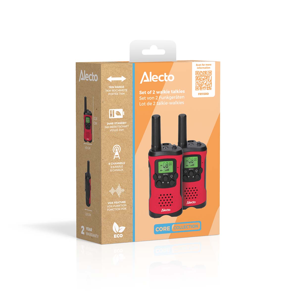 2er-Set Walkie-Talkies mit einer Reichweite von bis zu 7 Kilometern Rot/Schwarz