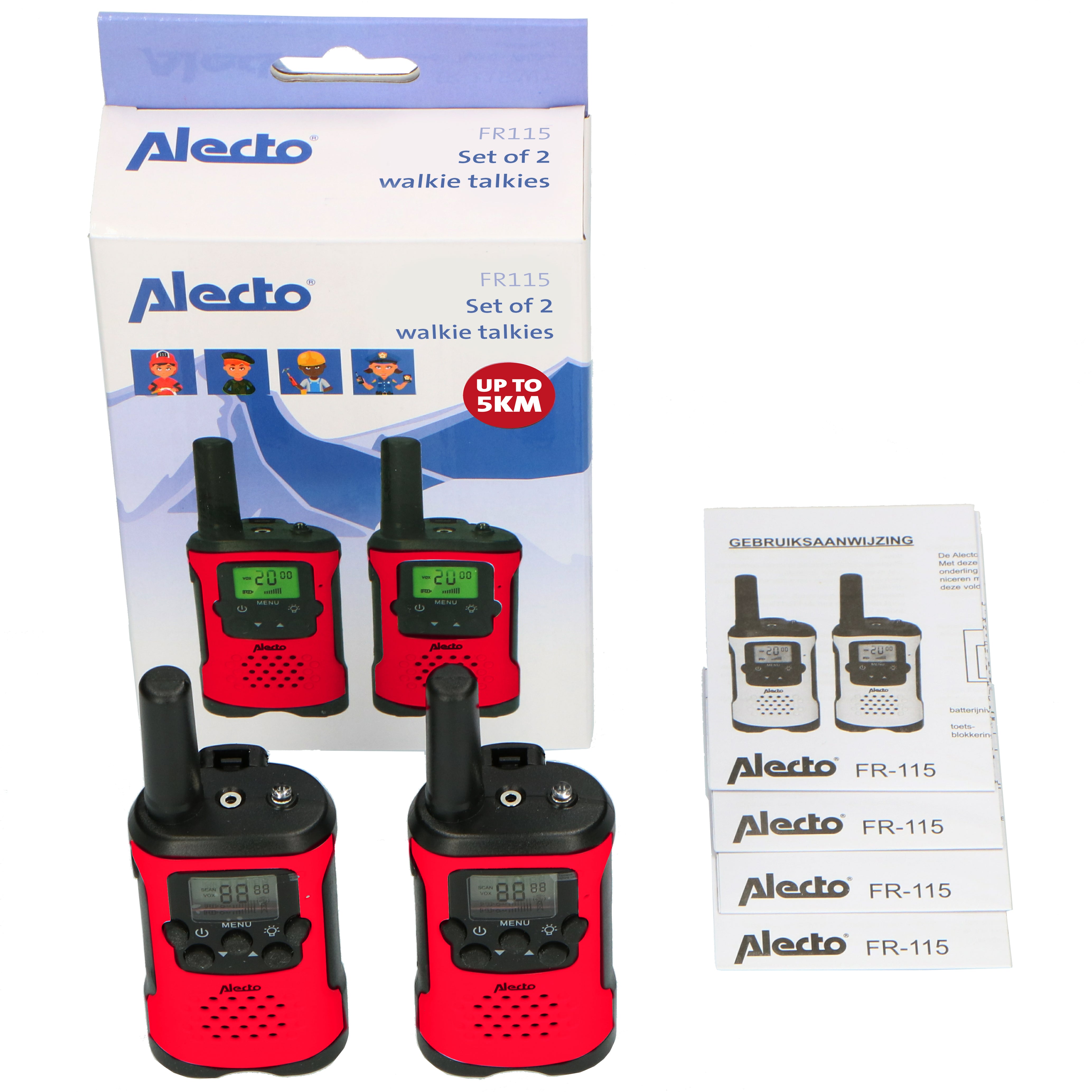 2er-Set Walkie-Talkies mit einer Reichweite von bis zu 7 Kilometern Rot/Schwarz
