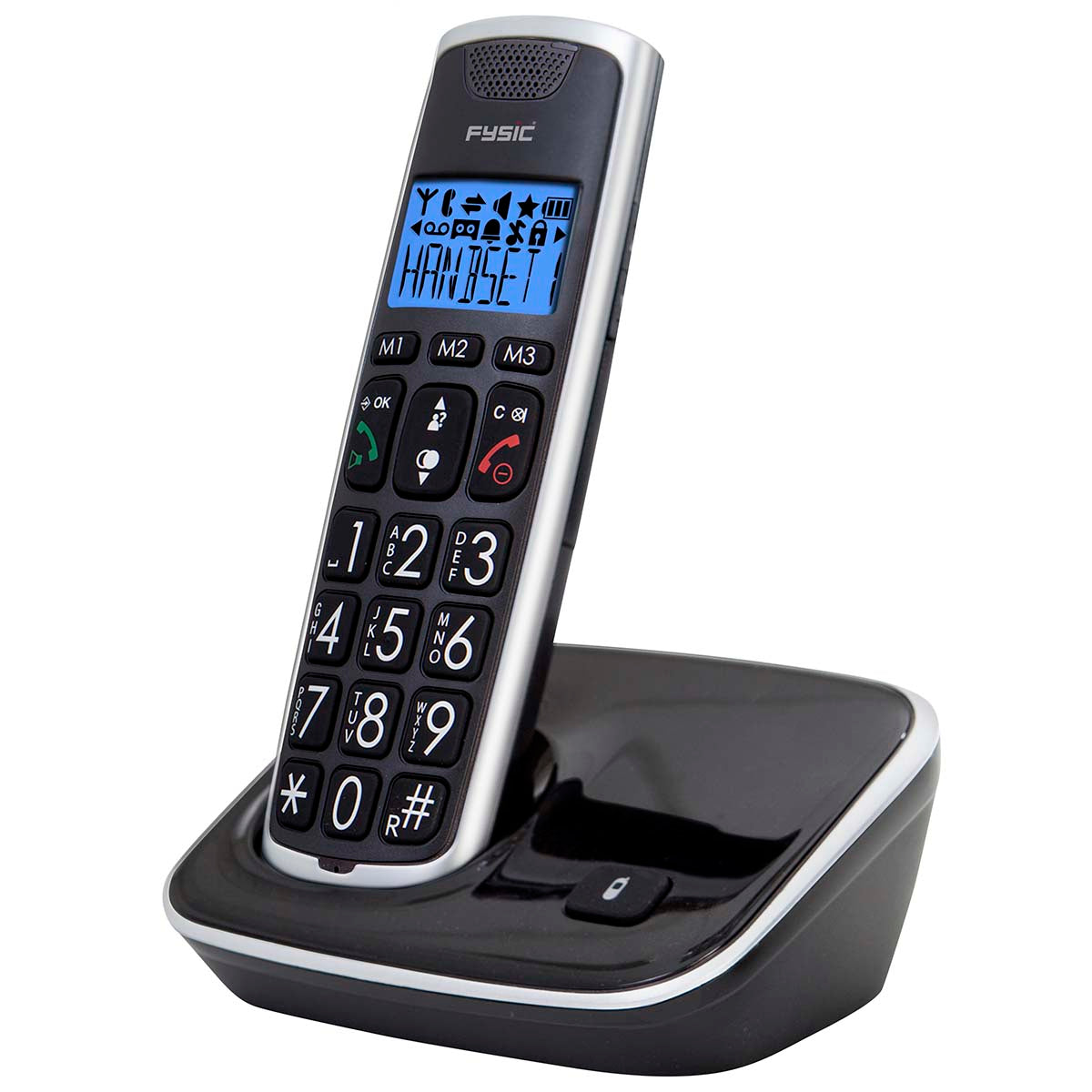 Senior DECT-Telefon mit großen Tasten und 1 Hörer schwarz