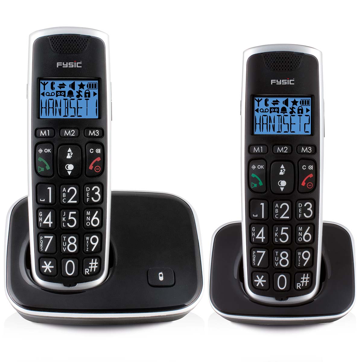 Senior DECT-Telefon mit großen Tasten und 2 Mobilteilen schwarz