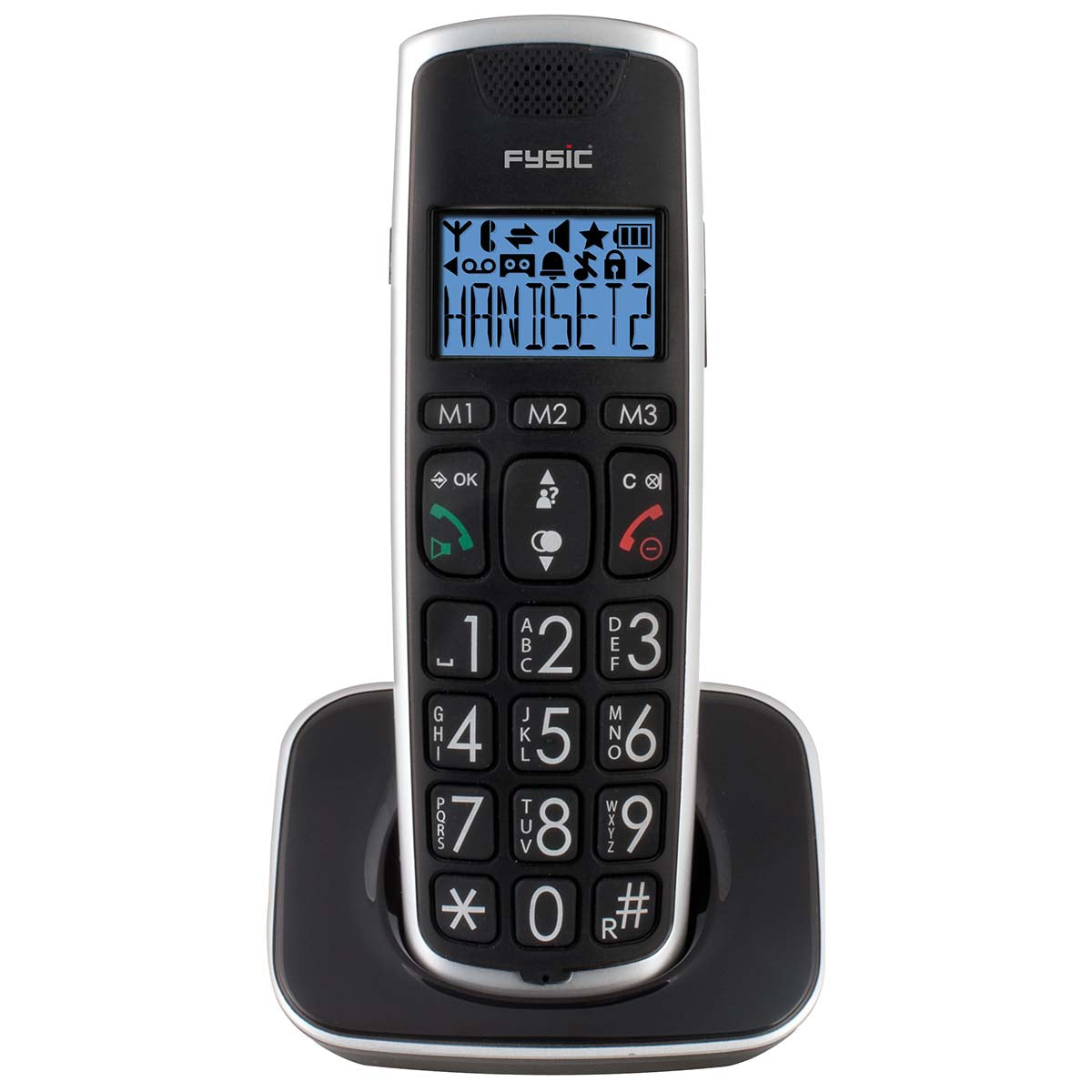 Senior DECT-Telefon mit großen Tasten und 2 Mobilteilen schwarz