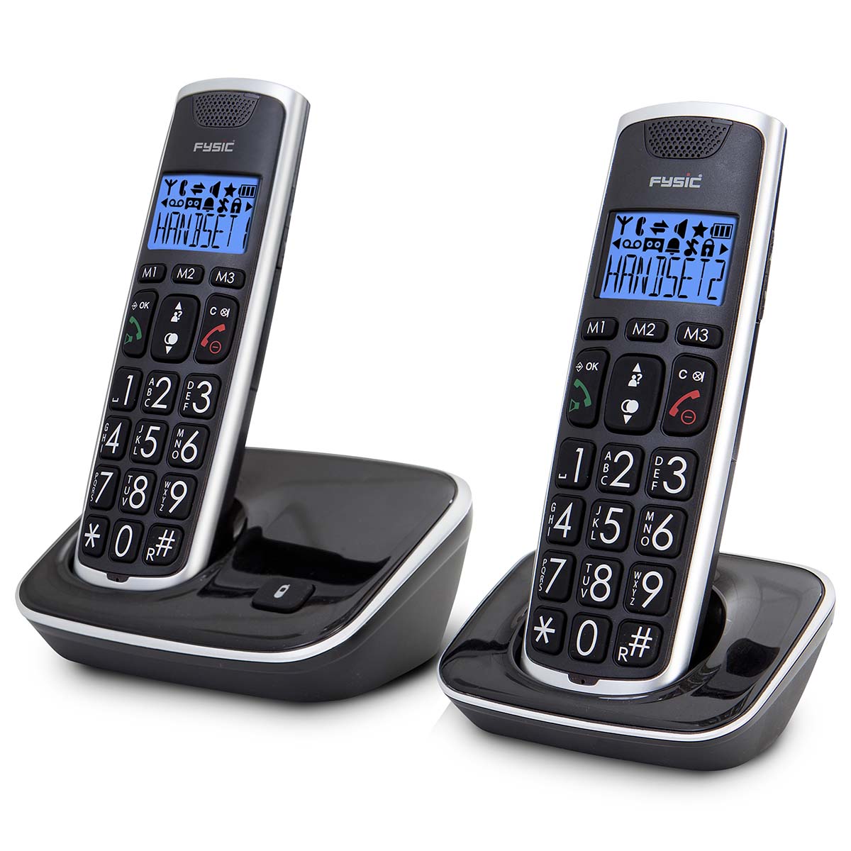 Senior DECT-Telefon mit großen Tasten und 2 Mobilteilen schwarz