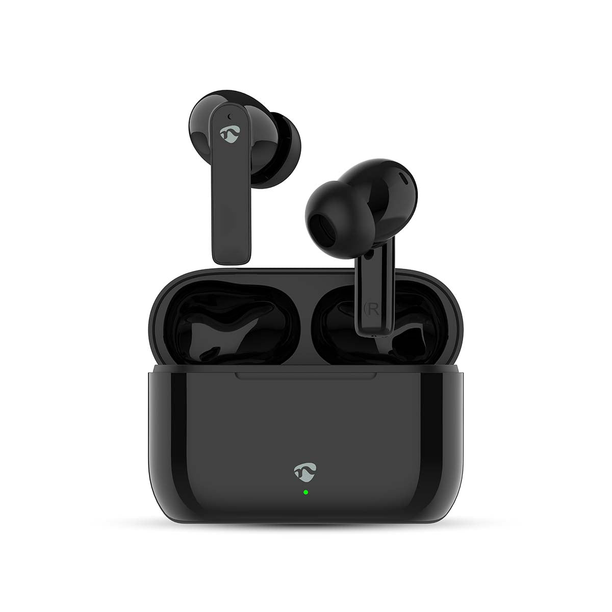 Vollständig drahtlose Kopfhörer | ENC (Environmental Noise Cancelling) | Bluetooth® | max. Batteriespielzeit: 24 Std | Berührungssteuerung | Ladegehäuse | Kabelloses Ladegehäuse | Eingebautes Mikro | Stimmkontrolle | Rauschunterdrückung | IPX4 | Schwarz