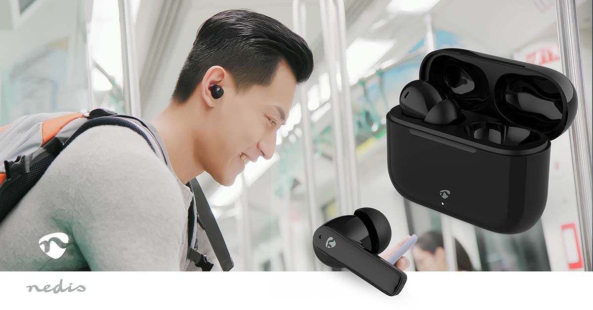 Vollständig drahtlose Kopfhörer | ENC (Environmental Noise Cancelling) | Bluetooth® | max. Batteriespielzeit: 24 Std | Berührungssteuerung | Ladegehäuse | Kabelloses Ladegehäuse | Eingebautes Mikro | Stimmkontrolle | Rauschunterdrückung | IPX4 | Schwarz