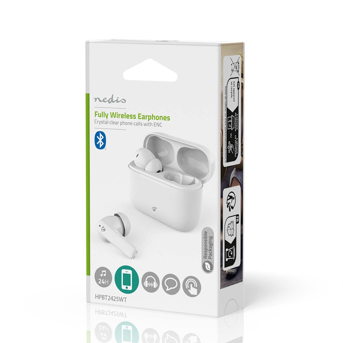 Vollständig drahtlose Kopfhörer | ENC (Environmental Noise Cancelling) | Bluetooth® | max. Batteriespielzeit: 24 Std | Berührungssteuerung | Ladegehäuse | Kabelloses Ladegehäuse | Eingebautes Mikro | Stimmkontrolle | Rauschunterdrückung | IPX4 | Weiss