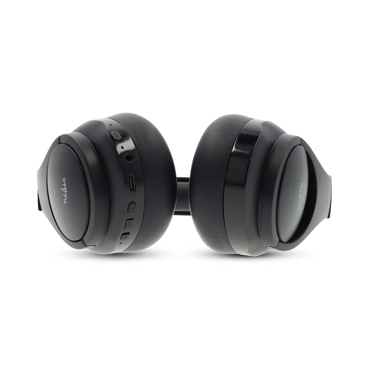 Drahtlose Over-Ear-Kopfhörer | max. Batteriespielzeit: 28 Std | Eingebautes Mikro | Drücken Sie Strg | Hybrid (ENC + ANC) | Stimmkontrolle | Lautstärke-Regler | Schwarz