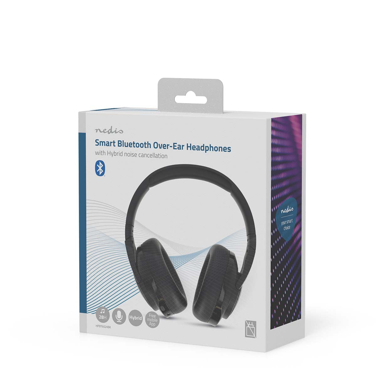 Drahtlose Over-Ear-Kopfhörer | max. Batteriespielzeit: 28 Std | Eingebautes Mikro | Drücken Sie Strg | Hybrid (ENC + ANC) | Stimmkontrolle | Lautstärke-Regler | Schwarz