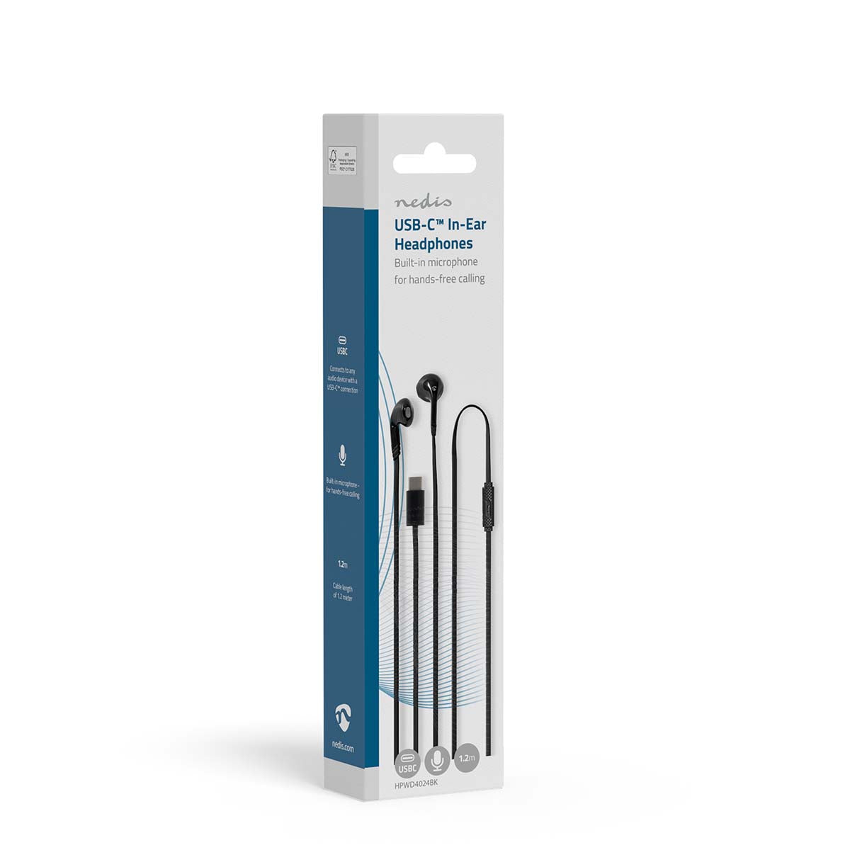 Kopfhörer mit Kabel | USB-C™ | Kabellänge: 1.20 m | Eingebautes Mikro | Lautstärke-Regler | Schwarz