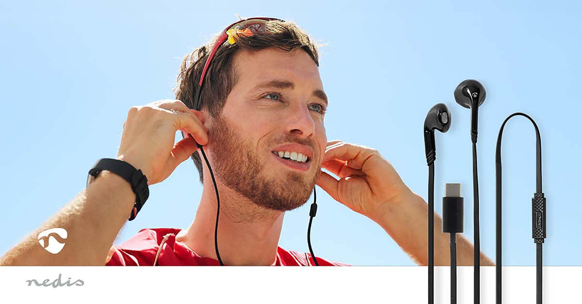Kopfhörer mit Kabel | USB-C™ | Kabellänge: 1.20 m | Eingebautes Mikro | Lautstärke-Regler | Schwarz