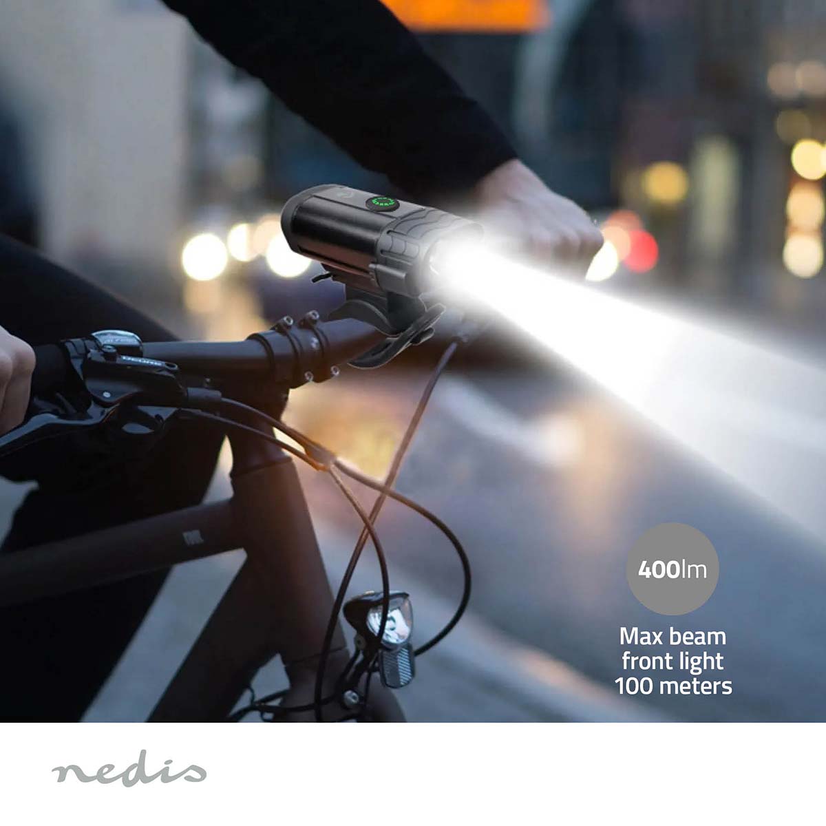 Fahrrad-Licht | Batteriebetrieben | 5 V DC | 3 W | Batterien enthalten | Wiederaufladbar | 400 lm | 4.5 lm | 100 m | 110 °