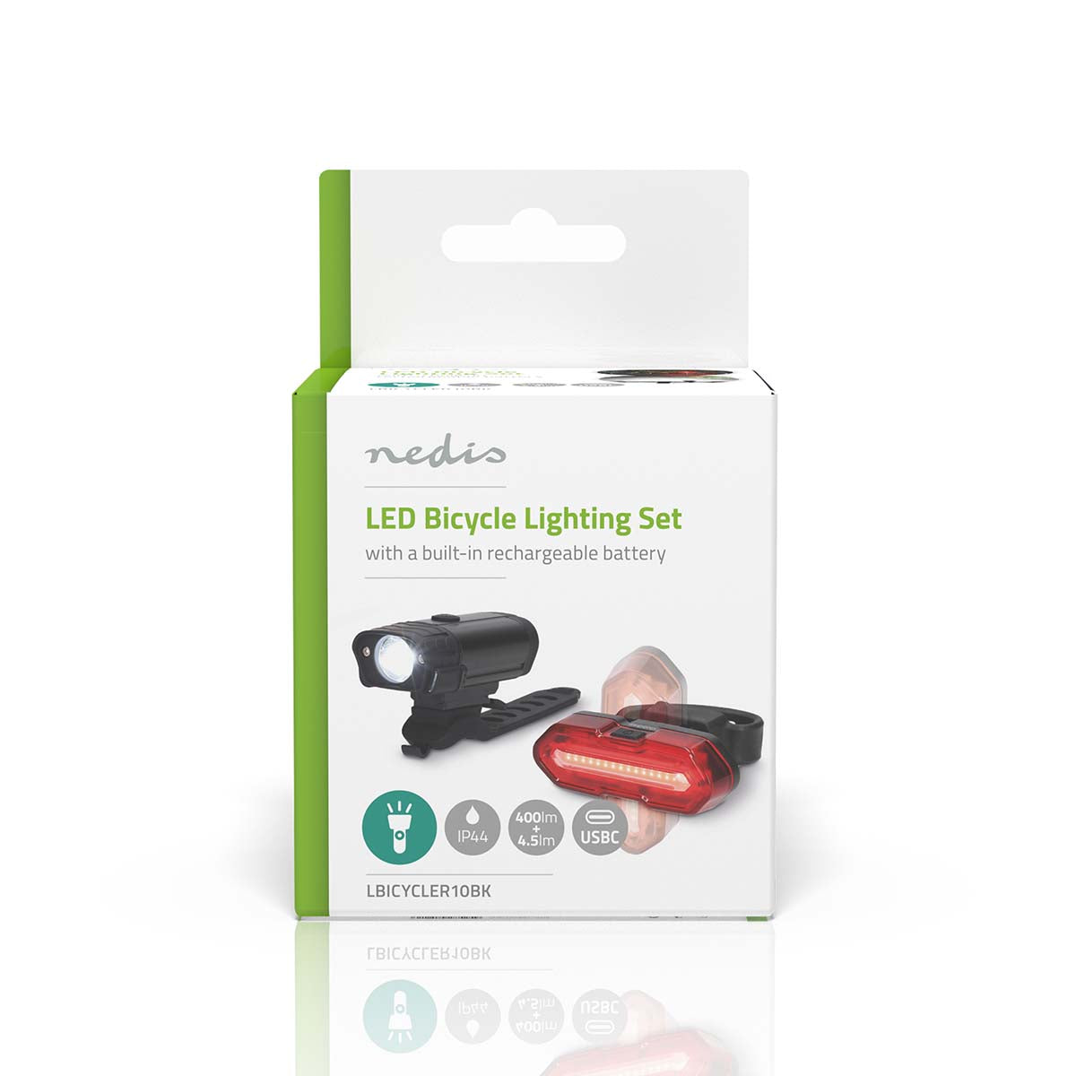 Fahrrad-Licht | Batteriebetrieben | 5 V DC | 3 W | Batterien enthalten | Wiederaufladbar | 400 lm | 4.5 lm | 100 m | 110 °