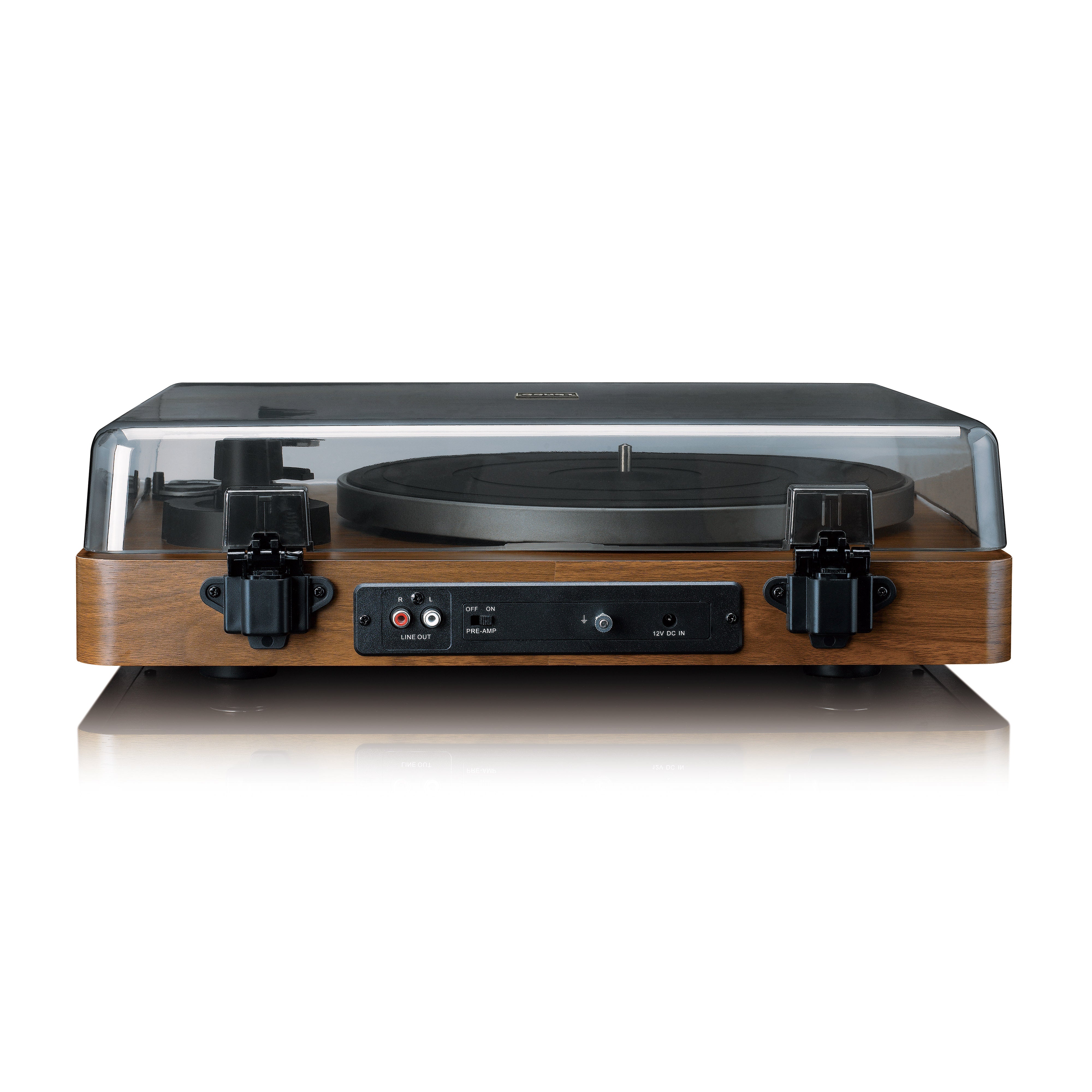Vollautomatischer Plattenspieler mit Bluetooth®-Übertragung und Vorverstärker Plattenteller und Tonarm aus Metall Holz