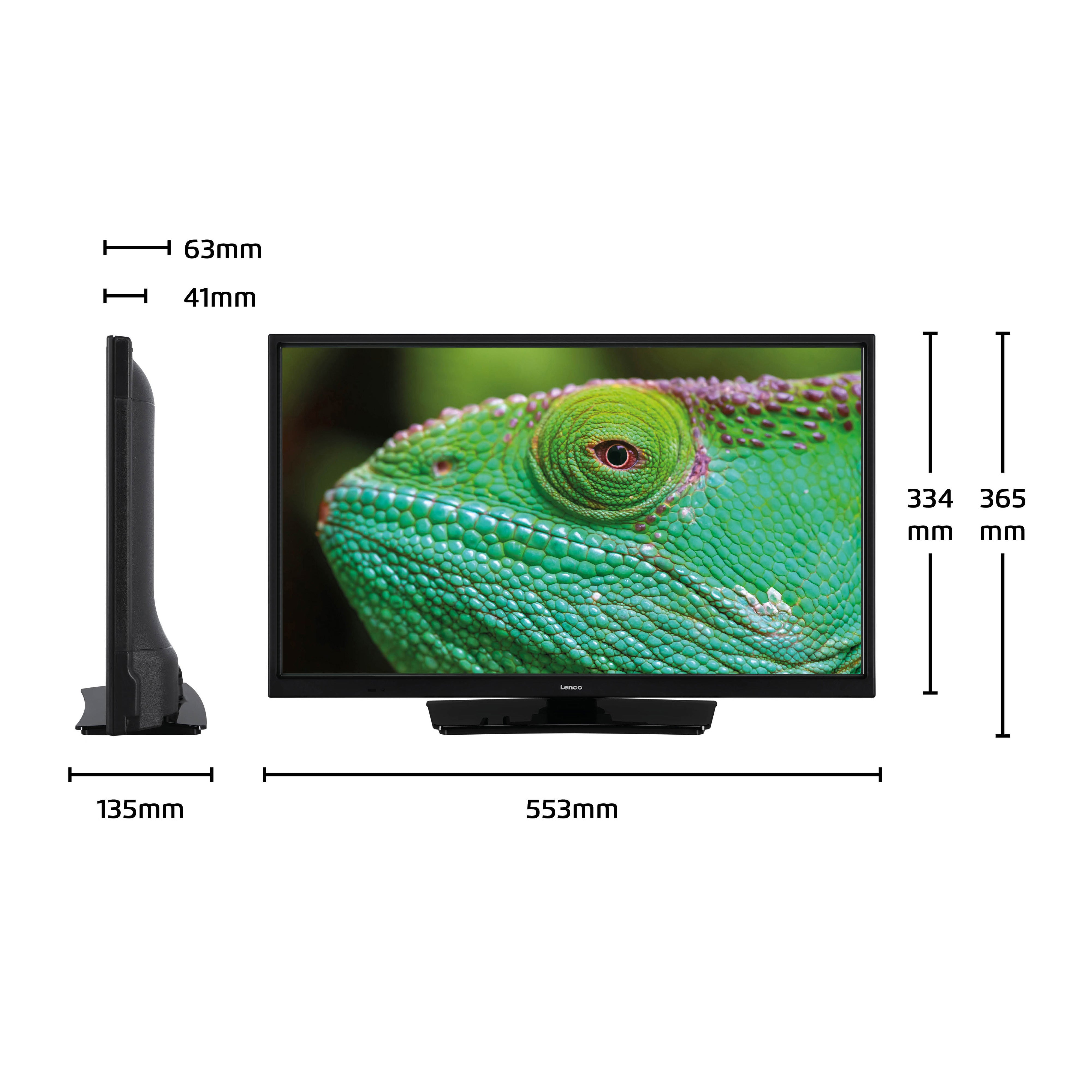24 Zoll HD LED TV mit DVB-T2 DVB-C DVB-S2 12V Schwarz