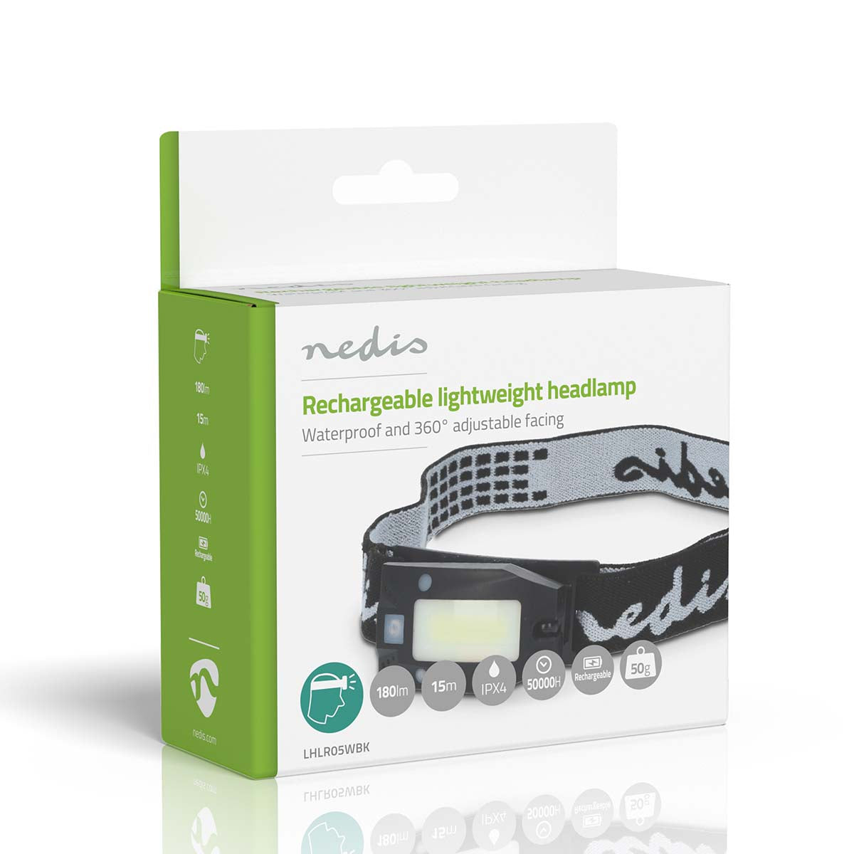 LED stirnlampe | Batteriebetrieben / Stromversorgung über USB | 3.7 V DC | Batterien enthalten | Wiederaufladbar | Nennlichtstrom: 180 lm | Lichtbereich: 20 m