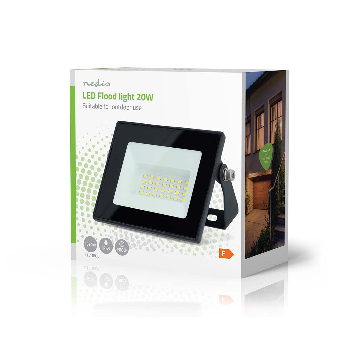 LED-Flutlicht | 4000 K | Nennlichtstrom: 1620 lm | IP44 | Energieklasse: F | 220 - 240 V AC 50/60 Hz | 20 W