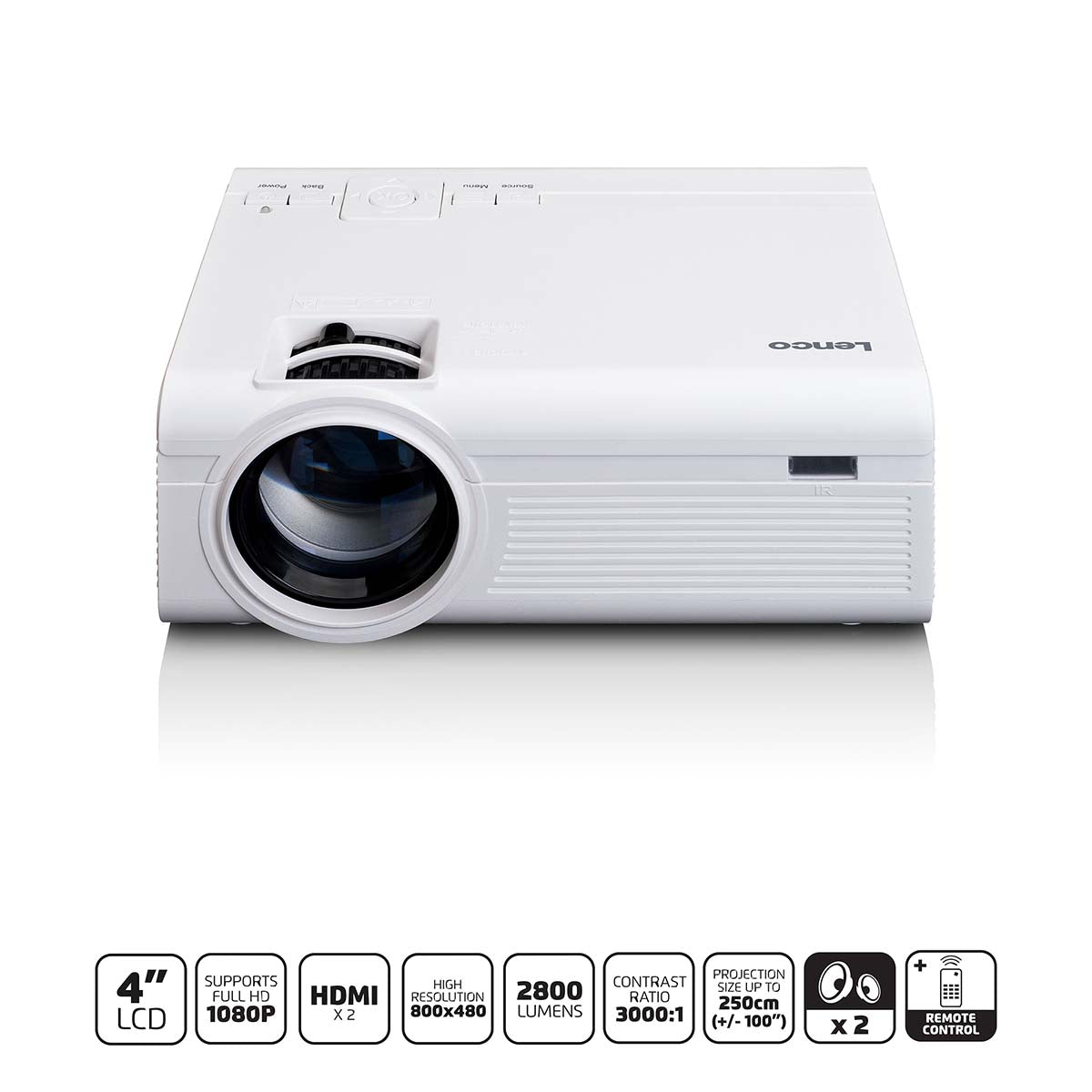 LCD-Projektor mit hoher Auflösung, unterstützt Full HD 1080P Inhalte Weiß